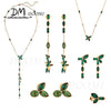 SWA 1:1 2021  Jewelry Sets Charm Bamboo Hollow Green Leaf Crystal Pendant Necklace Women's Gift Necklaces