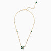 SWA 1:1 2021  Jewelry Sets Charm Bamboo Hollow Green Leaf Crystal Pendant Necklace Women's Gift Necklaces