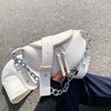 SWDF Silver Chain Design PU Leather Crossbody Bags For Women 2022 White Shoulder Messenger Handbags Small Chest Bag Travel