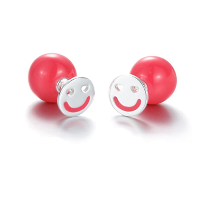 Direct Selling Smiley Face Amber Girls Stud Earring Real 925 Sterling Double Side Earrings For Fine Jewelry 2020