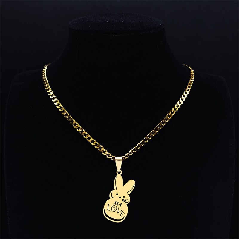 Sad for love Gold Color Stainless Steel Choker Necklace Women/Men Pendant Necklace Jewelry collar acero inoxidable N4515S06