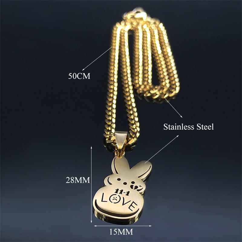 Sad for love Gold Color Stainless Steel Choker Necklace Women/Men Pendant Necklace Jewelry collar acero inoxidable N4515S06