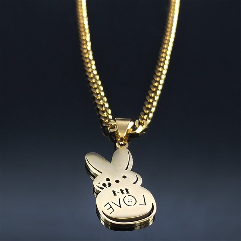 Sad for love Gold Color Stainless Steel Choker Necklace Women/Men Pendant Necklace Jewelry collar acero inoxidable N4515S06