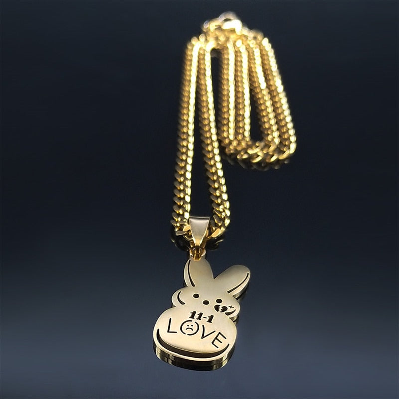 Sad for love Gold Color Stainless Steel Choker Necklace Women/Men Pendant Necklace Jewelry collar acero inoxidable N4515S06