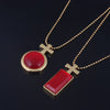 Saga of Tanya the Evil Cosplay Necklace Tanya Degurechaff Red Crystal Cross Gold Chain Necklace Pendant for Women Men Jewelry