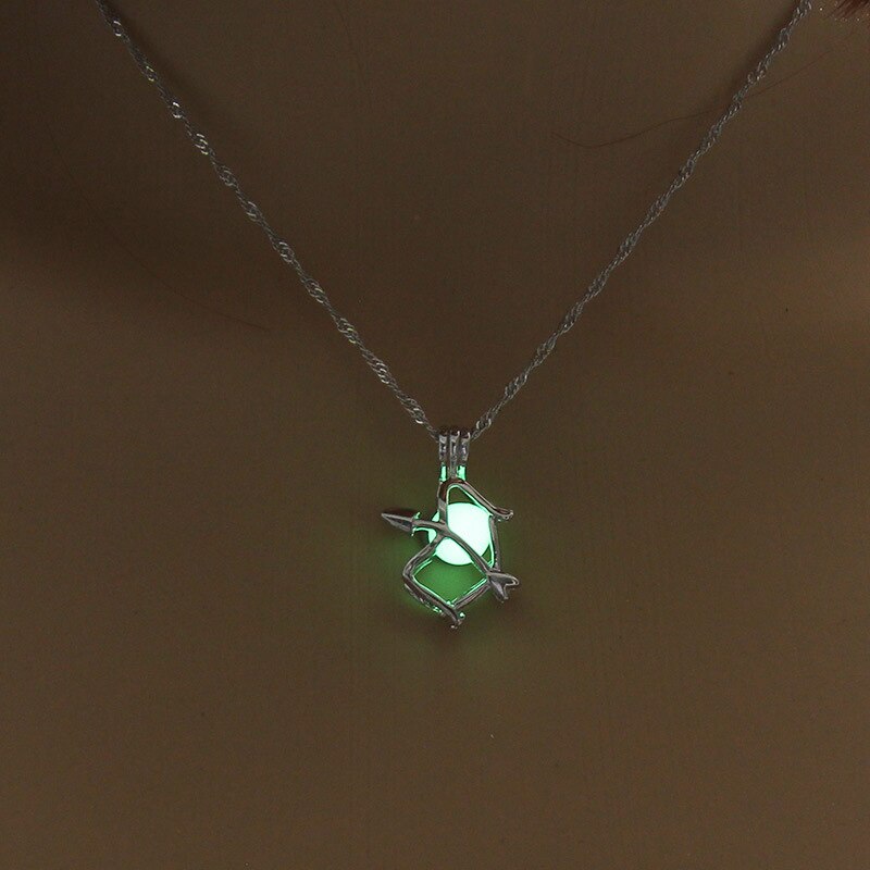 Sagittarius Necklace with Silver Color Zodiac Sigittarius Sign Glow in The Dark Pendant Necklace for Women Gift Jewelry
