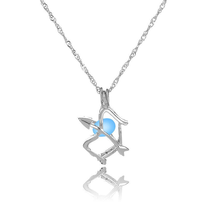 Sagittarius Necklace with Silver Color Zodiac Sigittarius Sign Glow in The Dark Pendant Necklace for Women Gift Jewelry