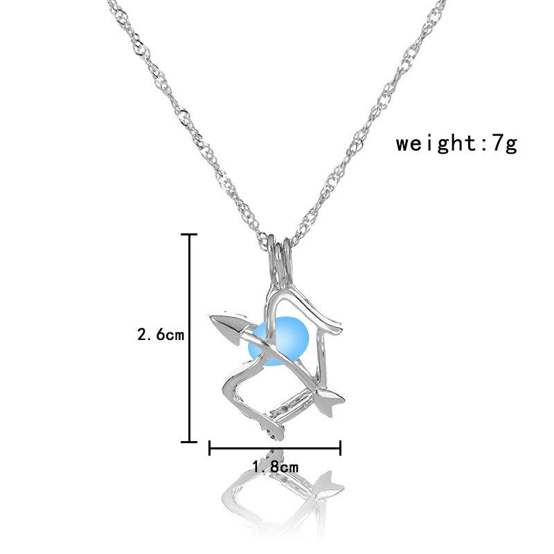 Sagittarius Necklace with Silver Color Zodiac Sigittarius Sign Glow in The Dark Pendant Necklace for Women Gift Jewelry