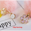 Sakura Stud Earring With Cute Pink Hairy Ball 2020 New Fashion Jewelry Gifts for Women Wholesale Accessory