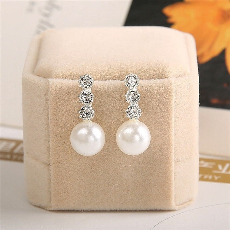 Sale 1pair Silvery Elegant Charming Pearl Earrings For Women Girls Fashion jewelry