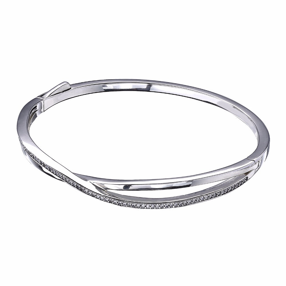 Sale Direct Selling Party Trendy CZ New 100% 925 Sterling Bangle Fit Original Charms Bracelet For Women Diy Jewelry Making