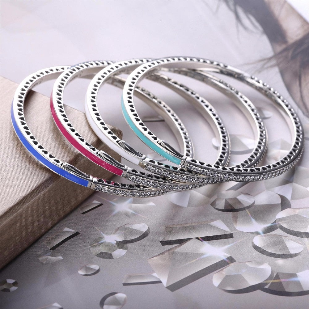 Sale Selling Party Trendy CZ New 100% 925 Sterling silver Bangle Fit Original Charms Bracelet For Women Diy Jewelry Making