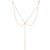 Women Long Necklace Body Sexy Chain Bare Back Gold  Gold Crystal Pendant Chain Necklace Backdrop Beach Body jewelry