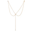 Women Long Necklace Body Sexy Chain Bare Back Gold  Gold Crystal Pendant Chain Necklace Backdrop Beach Body jewelry