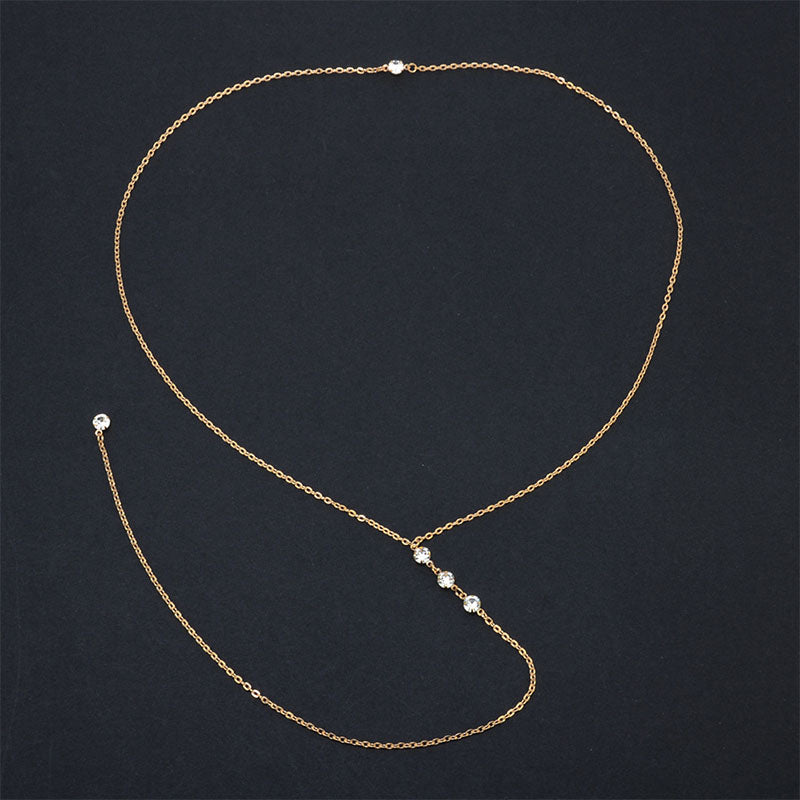 Sale Women Long Necklace Body Sexy Chain Bare Back Gold Silver Gold Crystal Pendant Chain Necklace Backdrop Beach Body jewelry