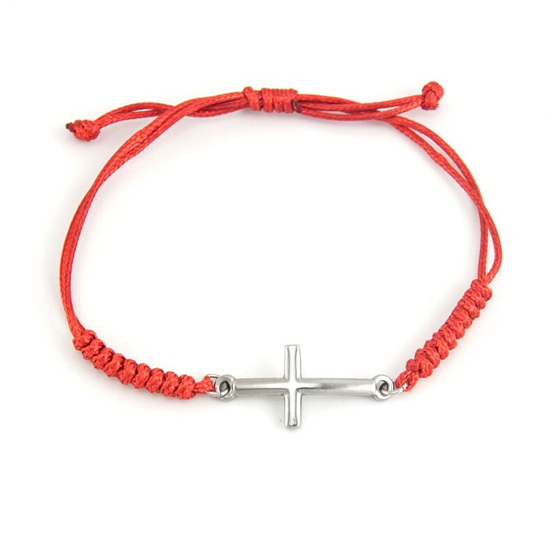 San Benito Women Men Rope Cord Adjustable Bracelet The Saint Benedict Medal pendant Stainless steel black red color