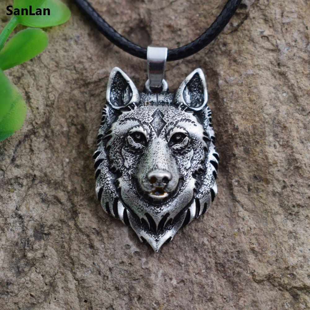 1pcs Wolf Head Necklace Pendant Animal Power Norse Viking Amulet Necklaces Pendants Men Women Gift Jewelry