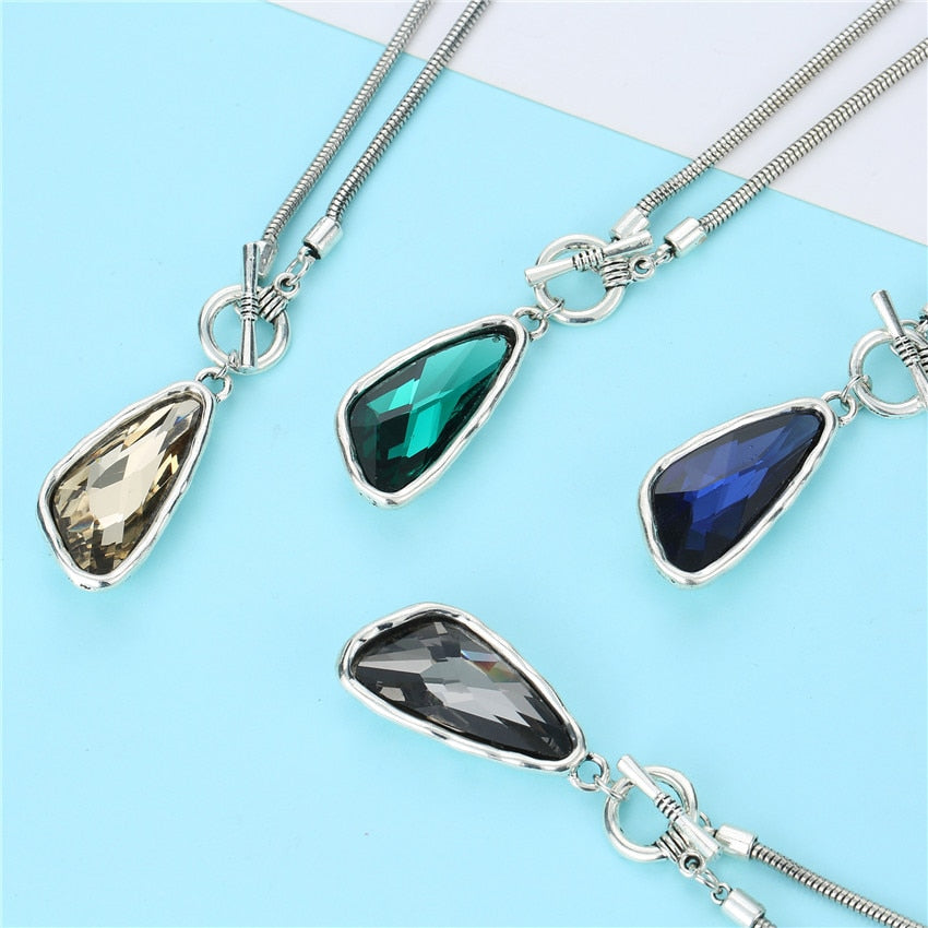 Sandrine 2021 Jewelry Vintage Retro Irregular Crystal Charm Necklace Pendant Valentine's Day Gift Friends