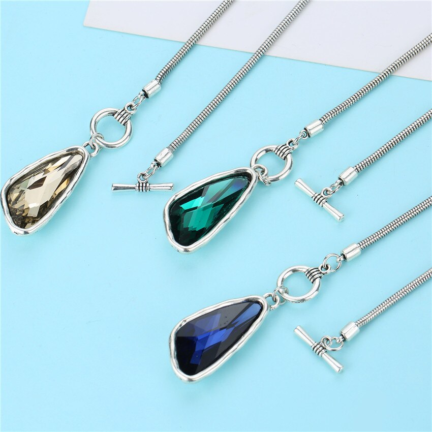 Sandrine 2021 Jewelry Vintage Retro Irregular Crystal Charm Necklace Pendant Valentine's Day Gift Friends