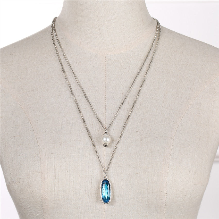 Sandrine Jewelry Accessory Friendship Imitationa Pearls Pendant Necklace Sweater Chain Girls Lady Female Christmas Gift