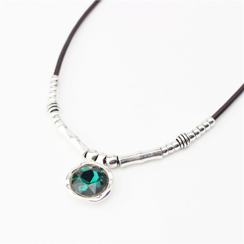 Sandrine Vintage Retro 3mm Leather Short Collar Choker Necklace For Women Handmade DIY Beads Retro Vintage Charms Necklace Gift