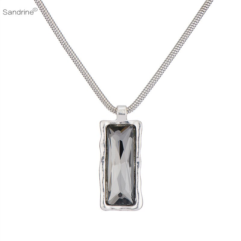 Sandrine  Brand Snake Chain Square Crystal Short Necklace For Women Female Jewelry Necklace Christmas Gift
