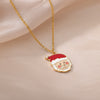 Santa Claus Pendant Necklace for Women Men in Stainless Steel Long Chains Necklaces Wedding Christmas Jewerly Gift collares