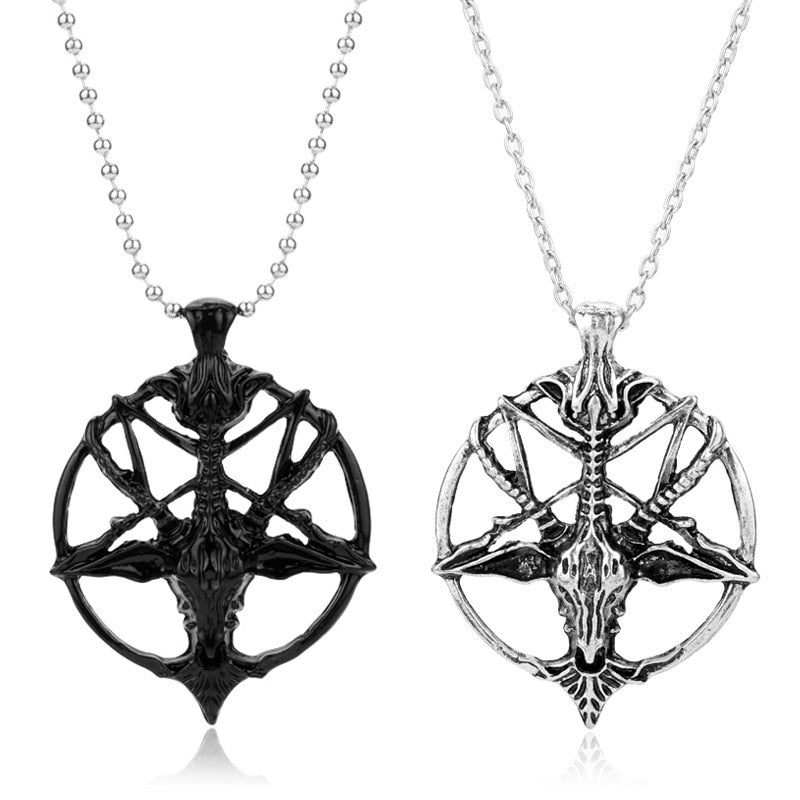 Satan Goat Inverted Pentagram Pendant Necklace Downward-pointing Pentacle Baphomet Mendez Devil Lucifer Satanic Jewelry