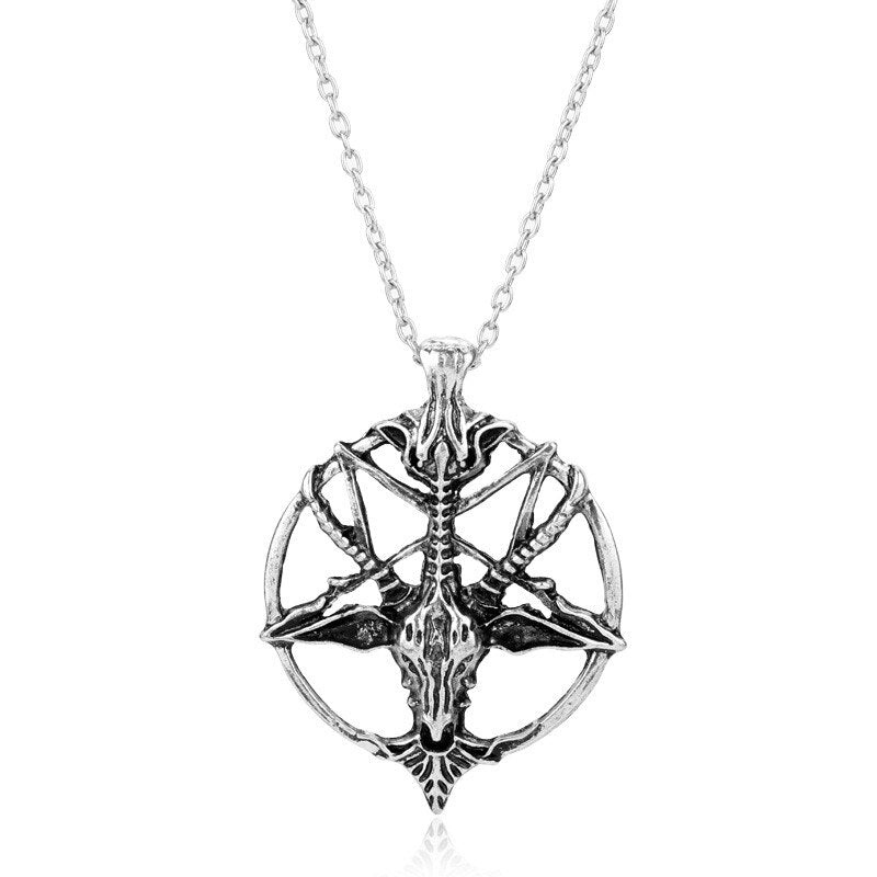 Satan Goat Inverted Pentagram Pendant Necklace Downward-pointing Pentacle Baphomet Mendez Devil Lucifer Satanic Jewelry