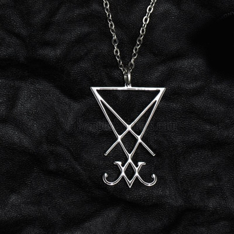 Satanic Amulet Seal Of Lucifer Necklace Satan Baphomet Wicca Pagan Jewelry Sacred Geometry Pendant
