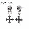 925 Silver Cross Earrings Motorbiker Accessories Gothic Style Skull Earrings Dropshipping Wholesales