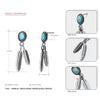 925 Sterling Silver Indian Feathers Earrings Bohemia Blue Turquoise Earrings 2020 New Arrival Gift Wholesale