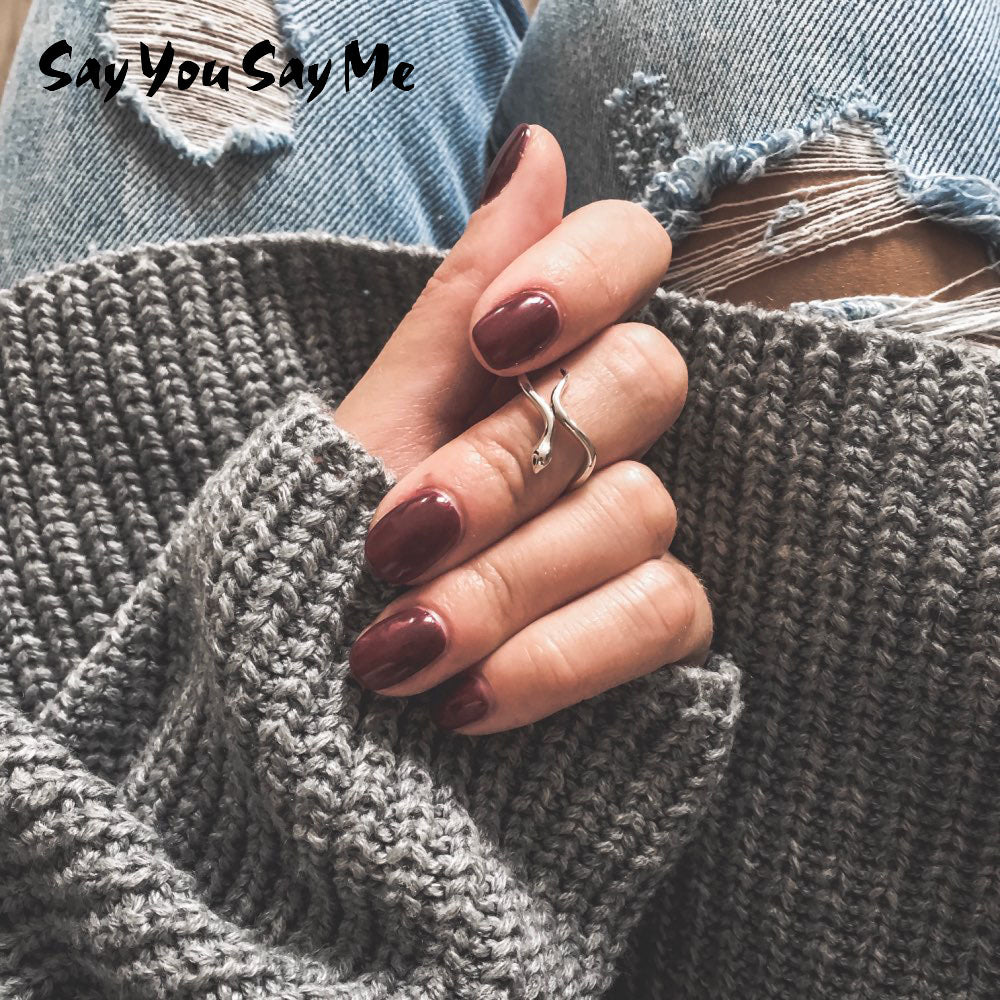 925 Sterling Silver Snake Rings Punk Unisex For Gift Casual Rings Trendy Resizable Style Dropshipping