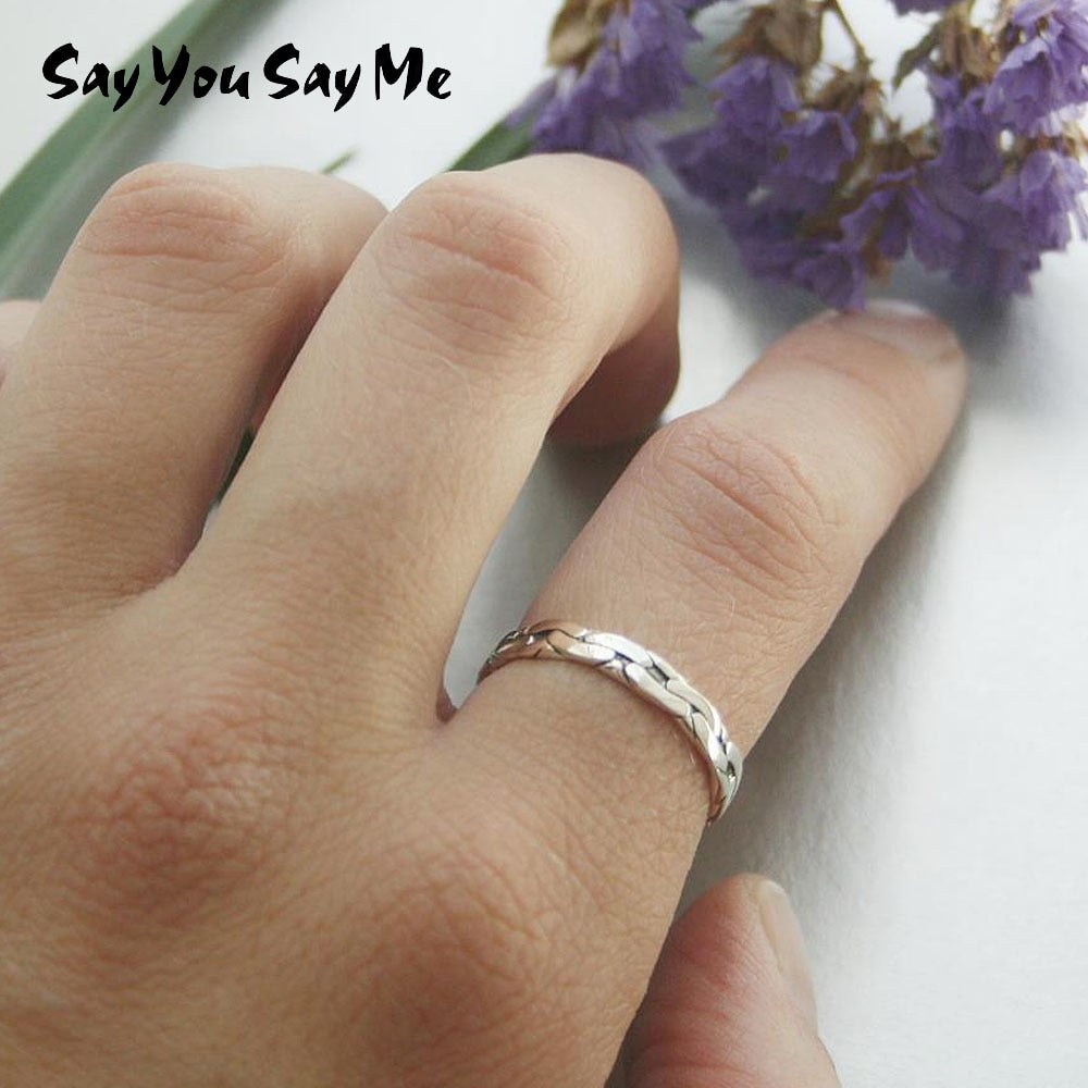 925 Sterling Silver Wedding Opening Rings Silver Chain Rings Elegant Gift Dropshipping