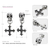 925 Sterling Skull Earrings Wholesale Fashion Black Zircon Cross Earrings Unisex Best Gifts 2020 New Arrival
