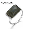 Big Natural Stone Rings 925 Silver Black Rectangle Party Rings For Women Fine Jewelry Simple Trendy Rings