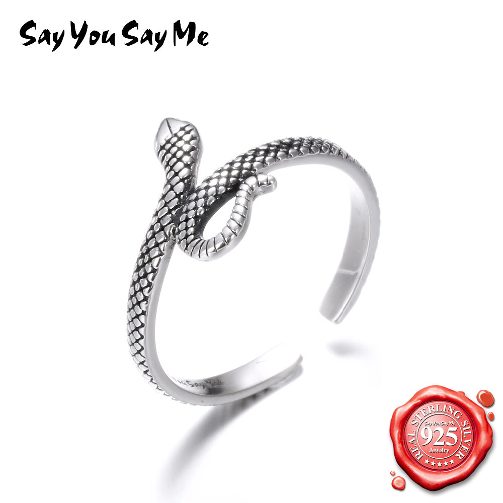 Silver Snake Rings 925 Sterling Silver Unisex For Gift Casual Rings Trendy Resizable Style Dropshipping