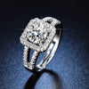 classic 925 Sterling silver  Crystal square Rings for women Adjustable size party wedding Jewelry holiday gift