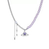 European and American purple romantic love pearl necklace female niche design pure desire collarbone chain