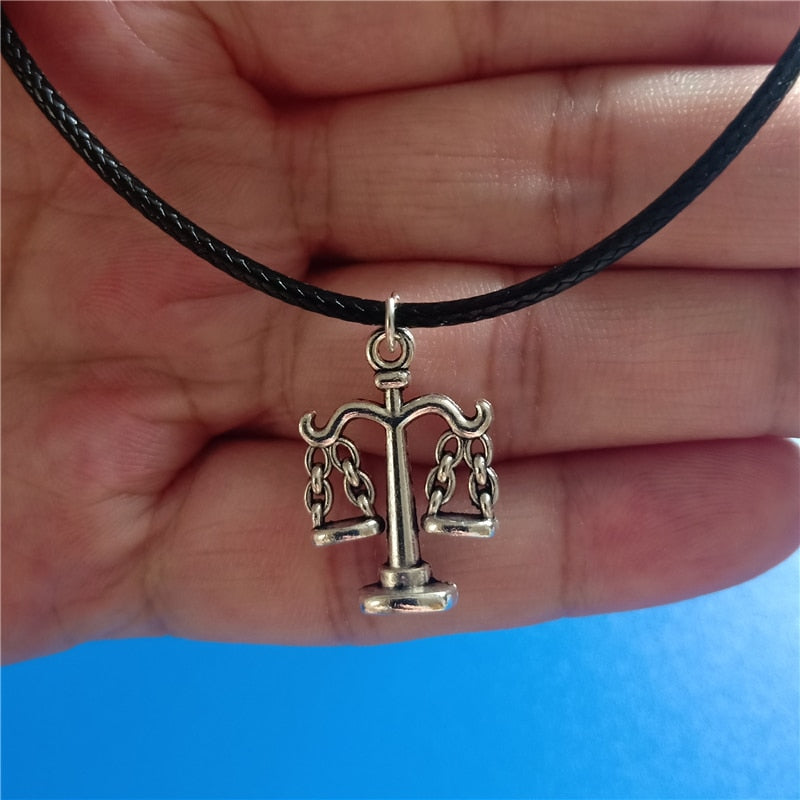 Scale Charm Choker Necklace, Black Leather Choker, Scale Pendant Necklace, Judicial Scales necklace Gothic Necklace