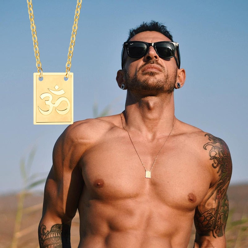 Scapular Medal Om Necklace, Iconic Love Scapular Necklace, Stainless Steel Buddhist Energy and Spiritual Gift