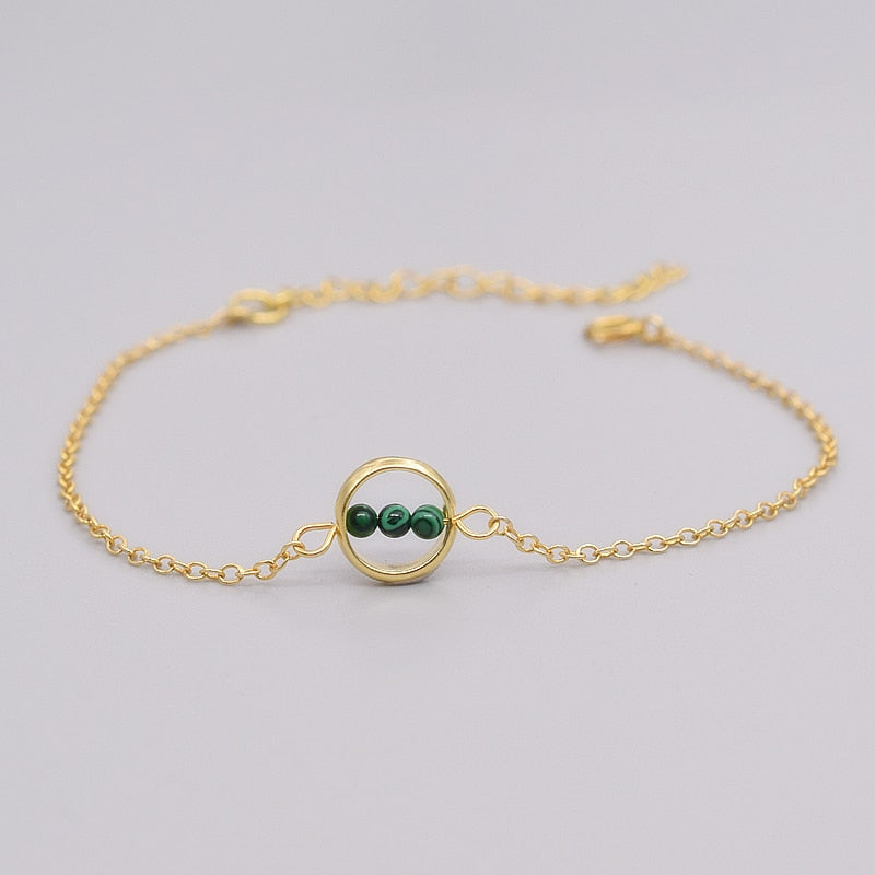 Scorpio Stones Natural Chrysocolla Charm Bracelets Gold 925 Sterling Silver Circles Mood Lucky Friends Fine Jewelry Women #b022b