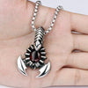 Scorpion Shape Pendant Necklace Men's Necklace Bohemian Red Crystal Inlaid Necklace Sliding Pendant Accessories Party Jewelry