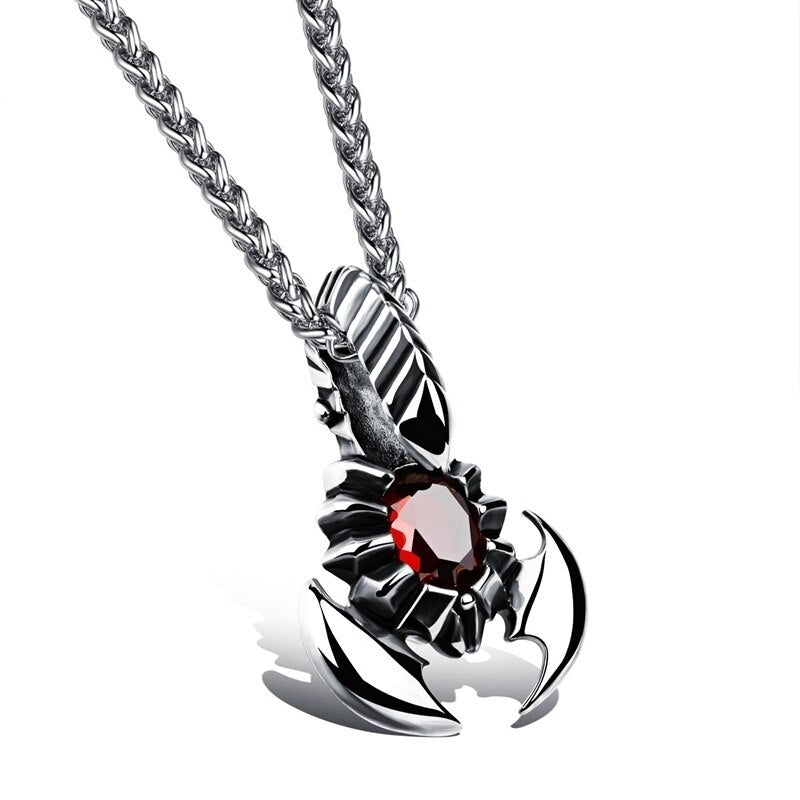 Scorpion Shape Pendant Necklace Men's Necklace Bohemian Red Crystal Inlaid Necklace Sliding Pendant Accessories Party Jewelry