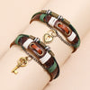 Kirykle Couple Bracelet Set 2 Pieces Heart Lock Key Charm Style Handmade Leather Bracelet Jewelry