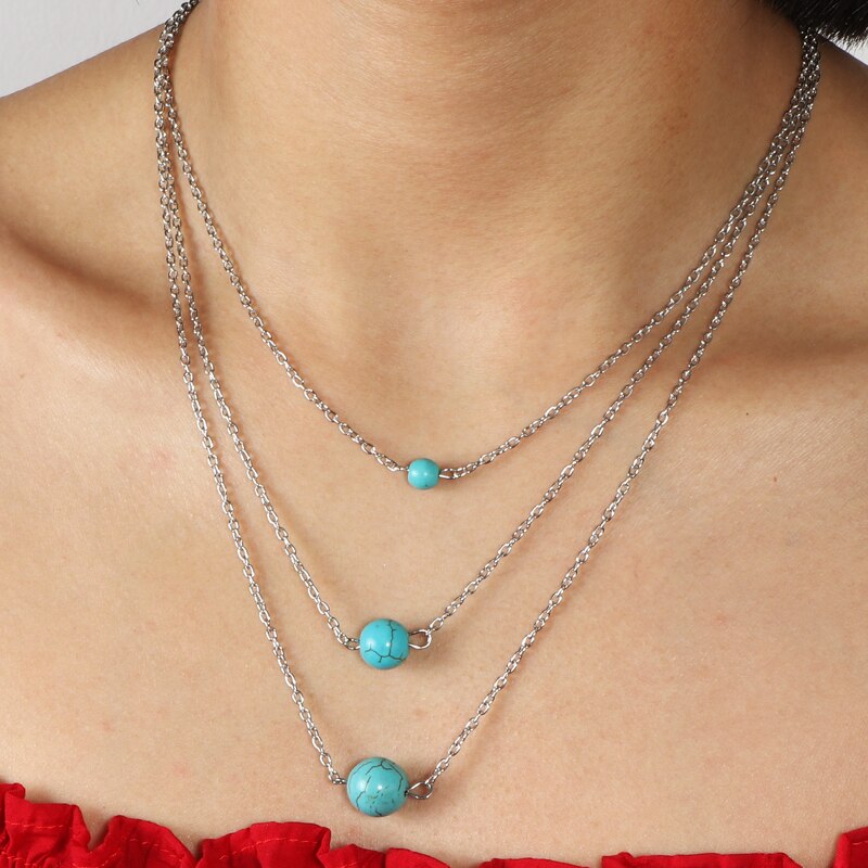 Seblasy Bohemia Trendy Simple Multi Layer Natural Stone Beads Choker Necklaces for Women Making Trinket  Jewelry