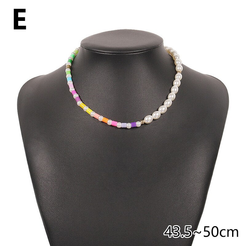 Seed Beads Necklace For Women Trendy Bohemian Colorful Handmade Beaded Choker Female Clavicle Pearl Harajuku Collar Jewelry Gift
