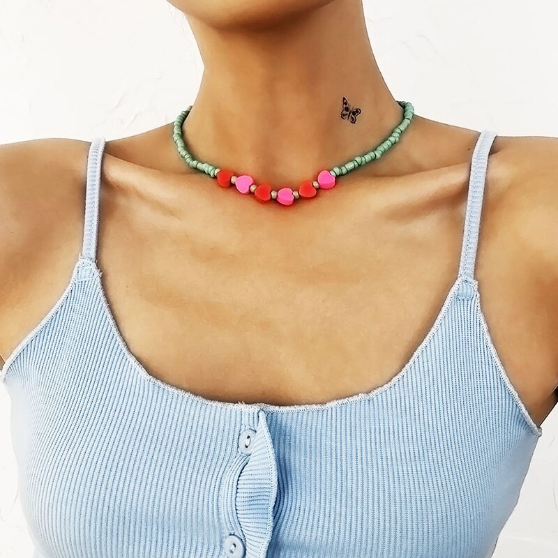 Seed Beads Necklace For Women Trendy Bohemian Colorful Handmade Beaded Choker Female Clavicle Pearl Harajuku Collar Jewelry Gift
