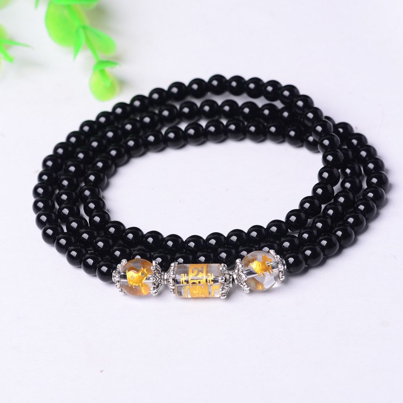 Natural Obsidian Zodiac Animal Buddha Wrap Bracelet 6mm 108 beads bracelets women men jewelry
