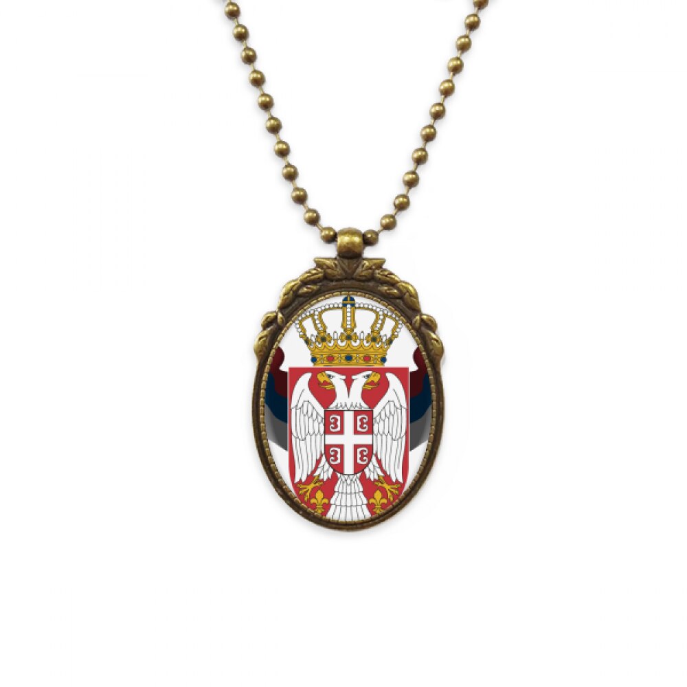 Serbia National Emblem Country Antique Necklace Vintage Bead Pendant Keychain